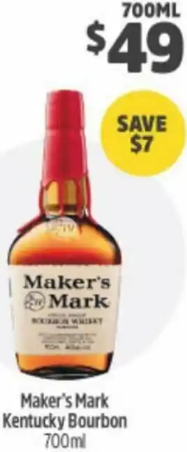 BWS Maker's Mark Kentucky Bourbon 700ml offer