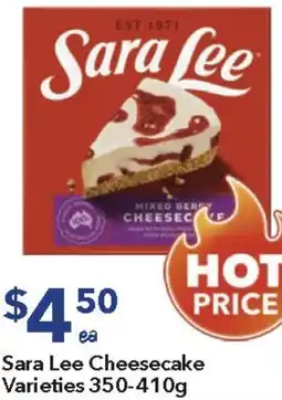 Ritchies Sara Lee Cheesecake Varieties offer