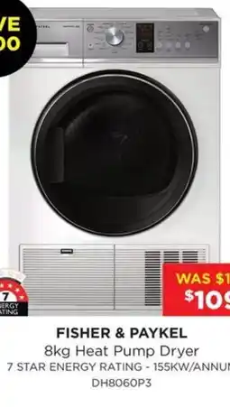 Bing Lee Fisher & paykel 8kg Heat Pump Dryer offer