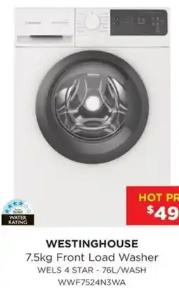 Bing Lee Westinghouse 7.5kg Front Load Washer offer