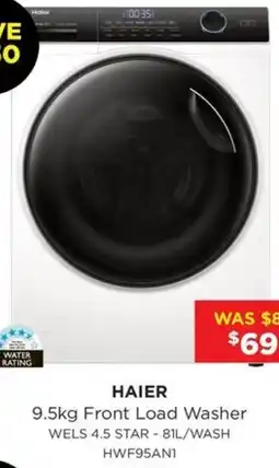 Bing Lee Haier 9.5kg Front Load Washer offer