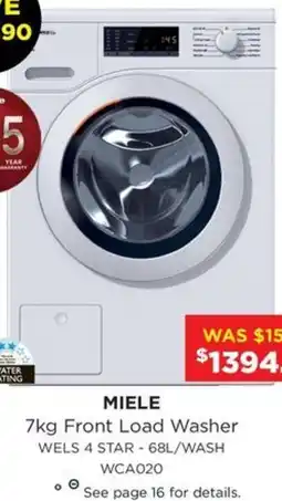 Bing Lee Miele 7kg Front Load Washer offer