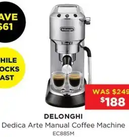 Bing Lee DeLonghi Dedica Arte Manual Coffee Machine offer