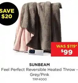 Bing Lee Sunbeam Feel Perfect Reversible Heated Throw offer