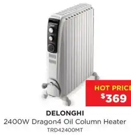 Bing Lee Delonghi 2400W Dragon4 Oil Column Heater offer