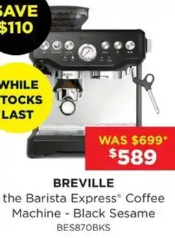 Bing Lee Breville the Barista Express Coffee Machine offer