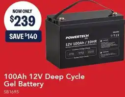 Jaycar Electronics 100Ah 12V Deep Cycle Gel Battery offer