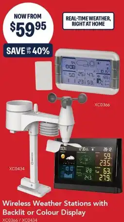 Jaycar Electronics Wireless Weather Stations with Backlit or Colour Display offer