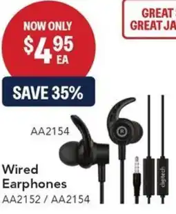 Jaycar Electronics Wired Earphones offer