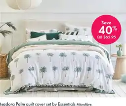 Pillow Talk Isadora Palm quilt cover set by Essentials Microfibre QB offer