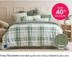 Pillow Talk Finlay Flannelette reversible quilt cover set by Habitat Brushed cotton QB offer
