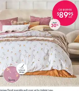 Pillow Talk Larissa Floral reversible quilt cover set by Habitat Cotton QB offer