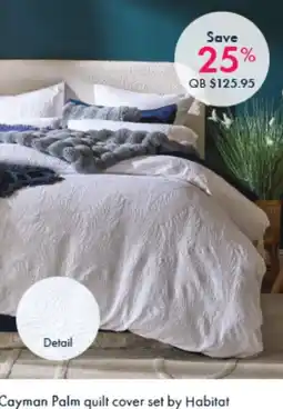Pillow Talk Cayman Palm quilt cover set by Habitat QB offer