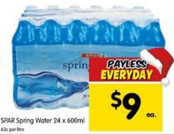 Spar SPAR Spring Water 24x600ml offer