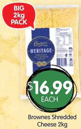 Spudshed Brownes Shredded Cheese 2Kg offer