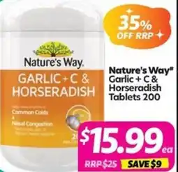 Your Discount Chemist Nature's Way" Garlic + C & Horseradish offer