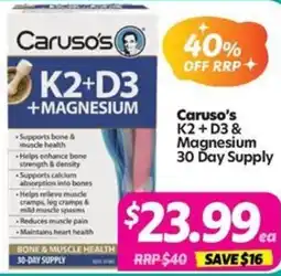 Your Discount Chemist Caruso's K2+D3 & Magnesium 30 Day Supply offer