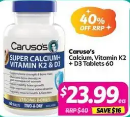 Your Discount Chemist Caruso's Calcium, Vitamin K2 +D3 offer