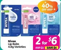 Your Discount Chemist Nivea Lip Balm Varieties offer