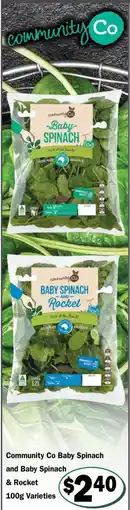 Friendly Grocer Community Co Baby Spinach and Baby Spinach & Rocket offer