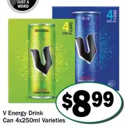 Friendly Grocer V Energy Drink Can Varieties offer
