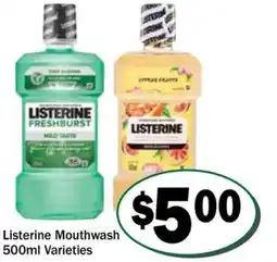 Friendly Grocer Listerine Mouthwash Varieties offer