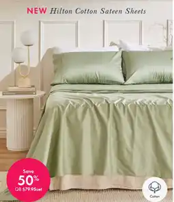 Pillow Talk Hilton Cotton Sateen Sheets offer