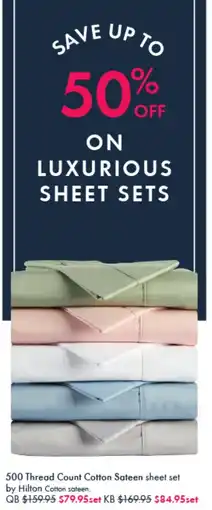 Pillow Talk 500 Thread Count Cotton Sateen sheet set offer