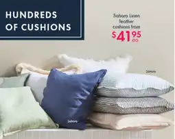 Pillow Talk Sahara linen feather plain, fringed & stripe cushion offer