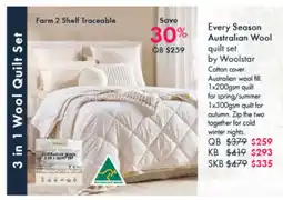Pillow Talk Every Season Australian Wool quilt set offer