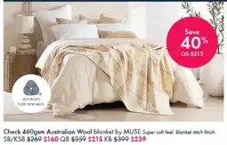 Pillow Talk Check 460gsm Australian Wool blanket offer