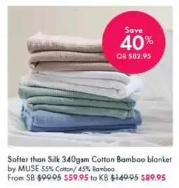 Pillow Talk Softer than Silk 340gsm Cotton Bamboo blanket offer