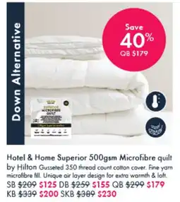 Pillow Talk Hotel & Home Superior Microfibre quilt offer