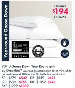 Pillow Talk Goose Down Year-Round quilt offer