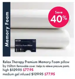 Pillow Talk Relax Therapy Premium Memory Foam pillow offer