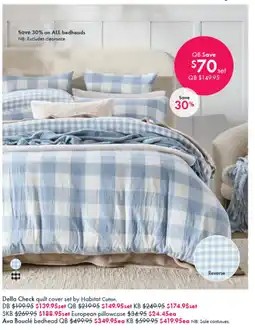 Pillow Talk Della Check quilt cover set offer