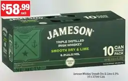 Liquor Stax Jameson Whiskey Smooth Dry & Lime 6.3% offer