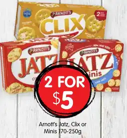 Spudshed Arnott's Jatz, Clix or Minis 170-250g offer