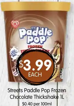 Spudshed Streets Paddle Pop Frozen Chocolate Thickshake offer