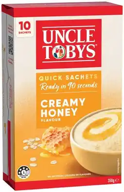 IGA Uncle Tobys Oats Quick Sachets 8‑10 Pack Selected Varieties offer