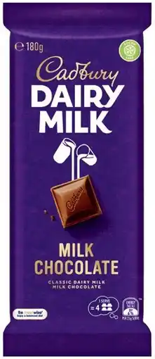 IGA Cadbury Chocolate Blocks 150‑190g Selected Varieties offer