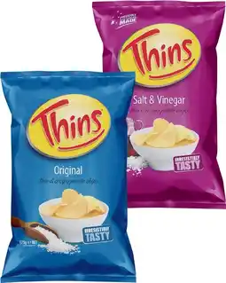 IGA Thins Chips 150‑175g Selected Varieties offer