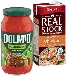 IGA Campbell’s Real Stock 1 Litre or Dolmio Pasta Sauce 490‑500g Selected Varieties offer