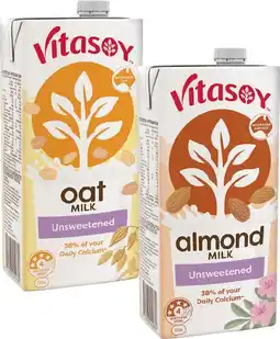 IGA Vitasoy Unsweetened Oat Milk or Almond Milk 1 Litre offer