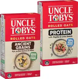 IGA Uncle Tobys Rolled Oats Protein or Ancient Grains 490g offer
