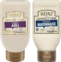 IGA Heinz Seriously Good Aioli, Mayonnaise or Tartare 295mL Selected Varieties offer