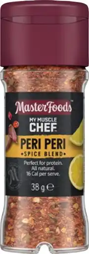 IGA MasterFoods My Muscle Chef Spice Blend Peri Peri 38g, Chimichurri 25g or Chipotle 40g offer