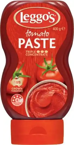 IGA Leggo’s Tomato Paste or Pizza Sauce Squeeze 390‑400g Selected Varieties offer