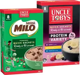 IGA Uncle Tobys Rolled Oats Quick Sachets 8‑10 Pack Selected Varieties offer