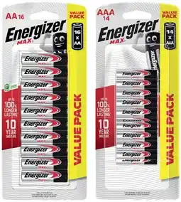 IGA Energizer Max Batteries AA 16 Pack or AAA 14 Pack offer